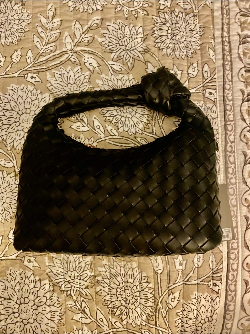 Crown Vintage Black Woven Knot Handle Shoulder Bag NEW